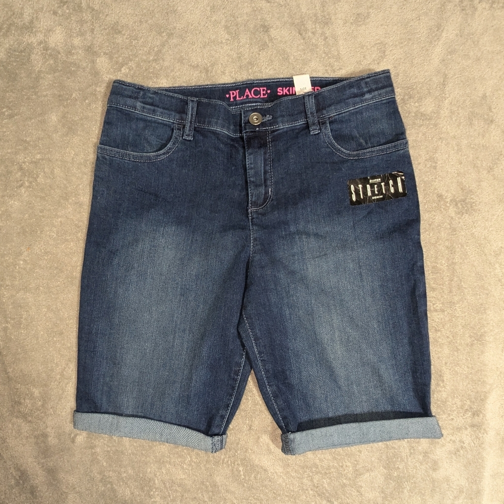 The Children's Place Girls Size 14 Blue Super Stretch Denim Jean Skimmer Shorts